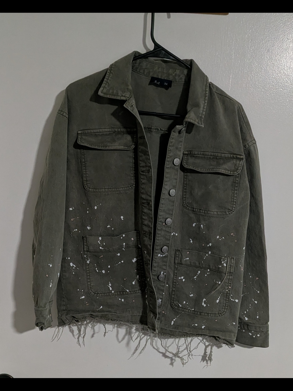 Splendid Olive Green Paint-Splatter Utility Jacket